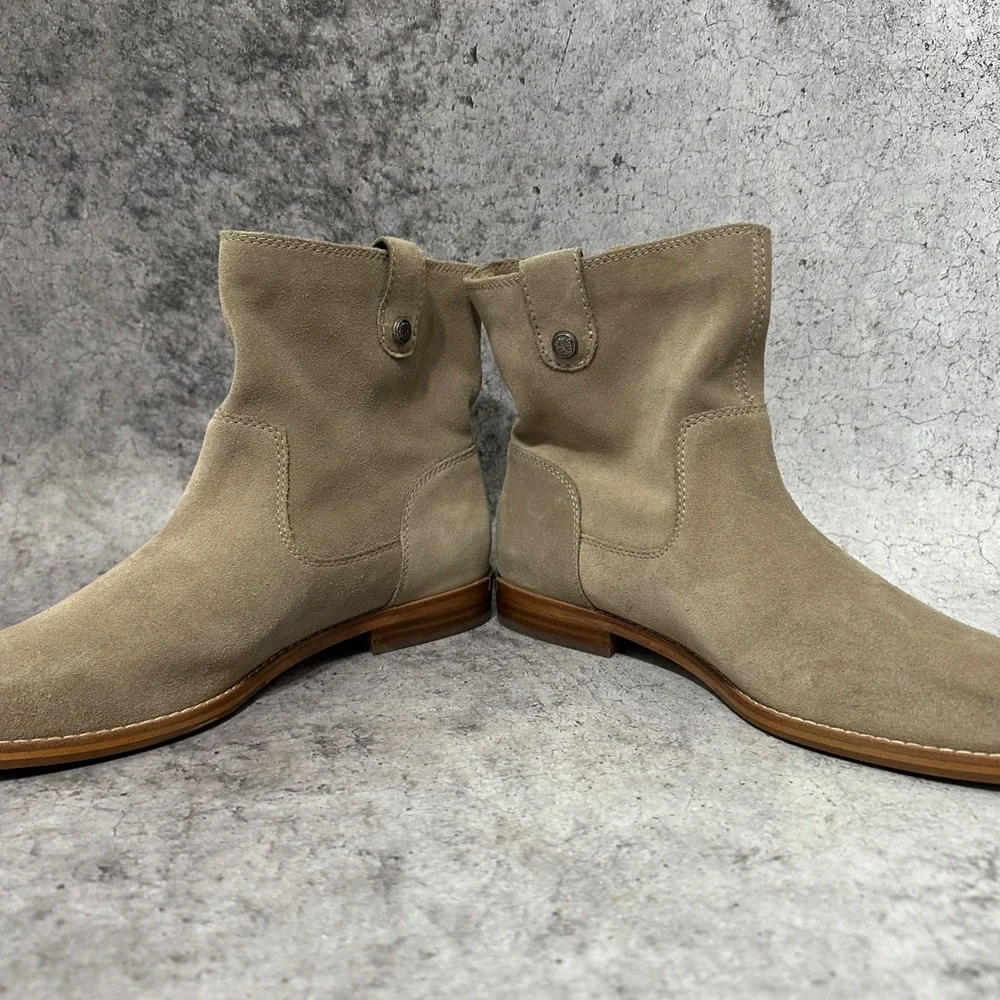 Arturo Chiang Blazen Ankle Bootie Women 7.5 Tan Suede Slouchy Flat Heel Boots